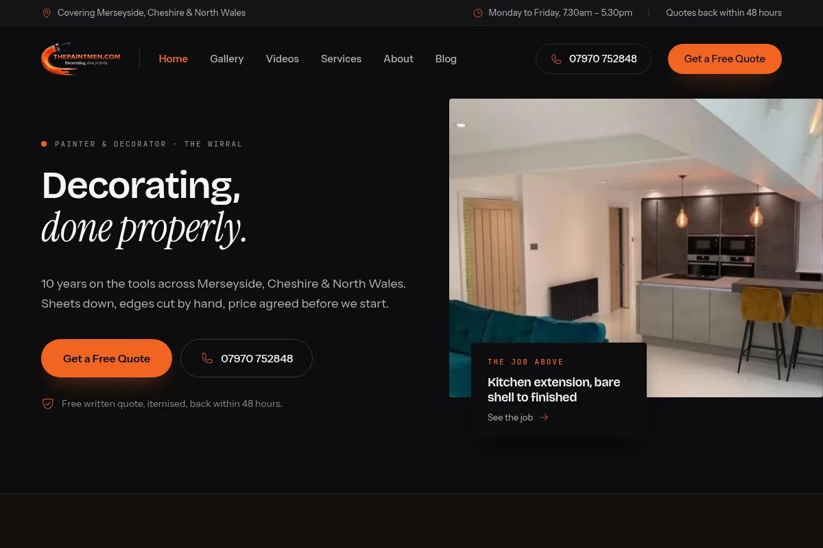 The Paint Men, home page on desktop