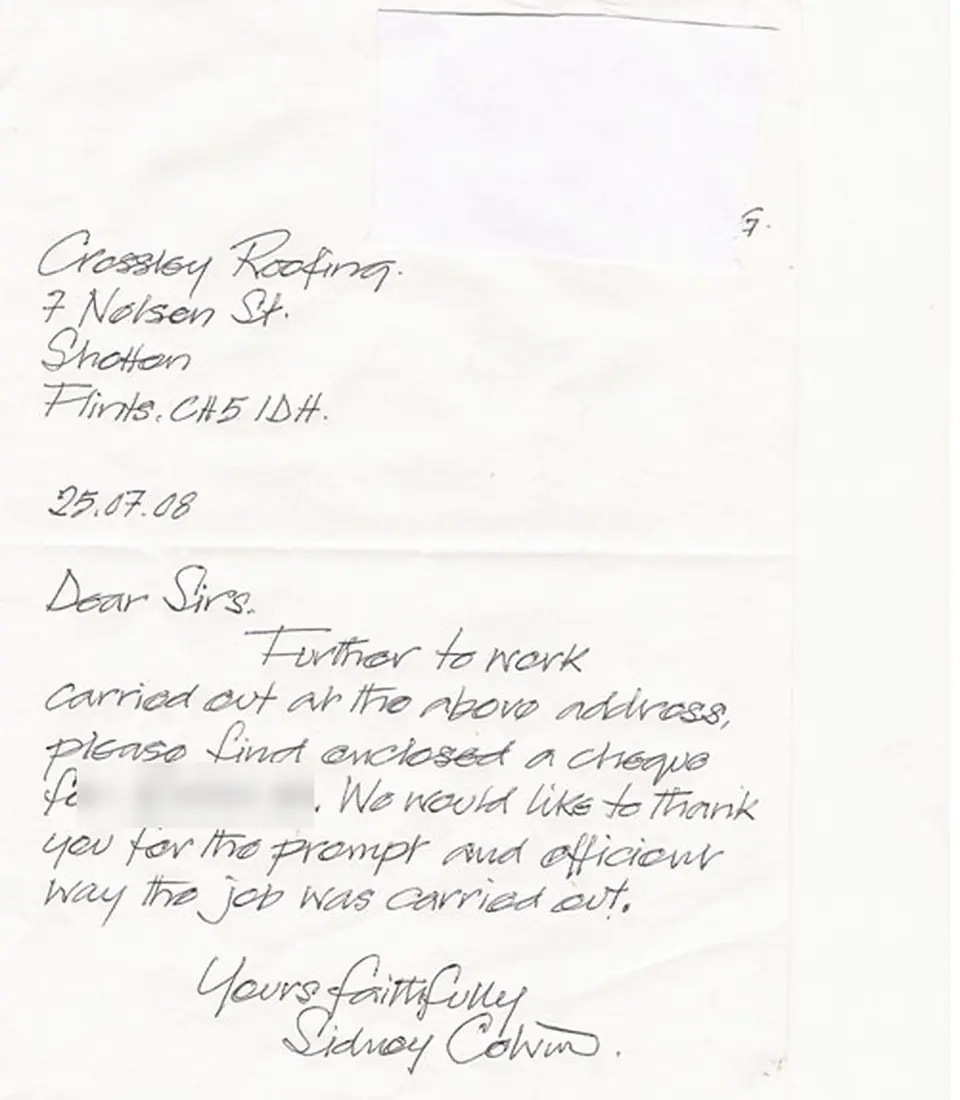 Scan of a handwritten letter