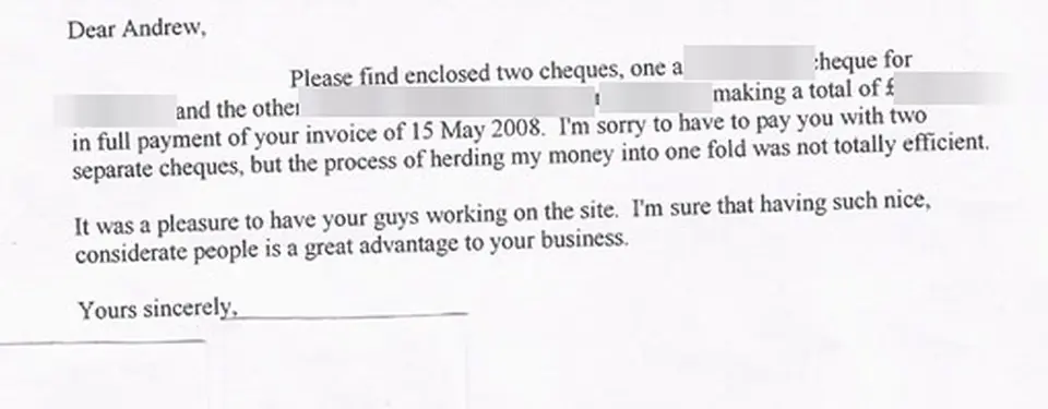 Scan of a typed letter